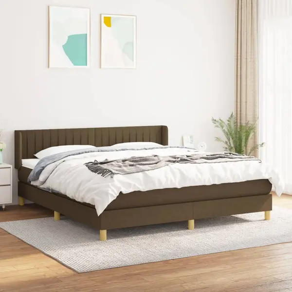 Gossi pat box spring cu saltea, maro inchis, 160x200 cm, textil