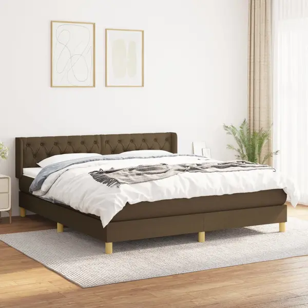 Gossi pat box spring cu saltea, maro inchis, 160x200 cm, textil