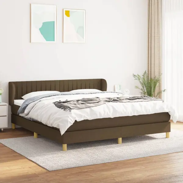 Gossi pat box spring cu saltea, maro inchis, 160x200 cm, textil