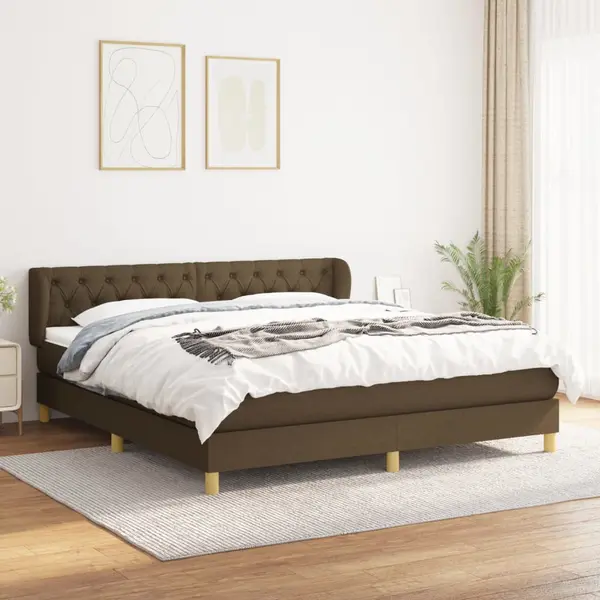 Gossi pat box spring cu saltea, maro inchis, 160x200 cm, textil