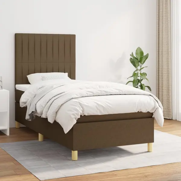 Gossi pat box spring cu saltea, maro inchis, 80x200 cm, textil