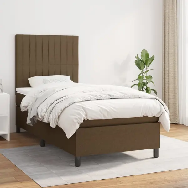 Gossi pat box spring cu saltea, maro inchis, 80x200 cm, textil