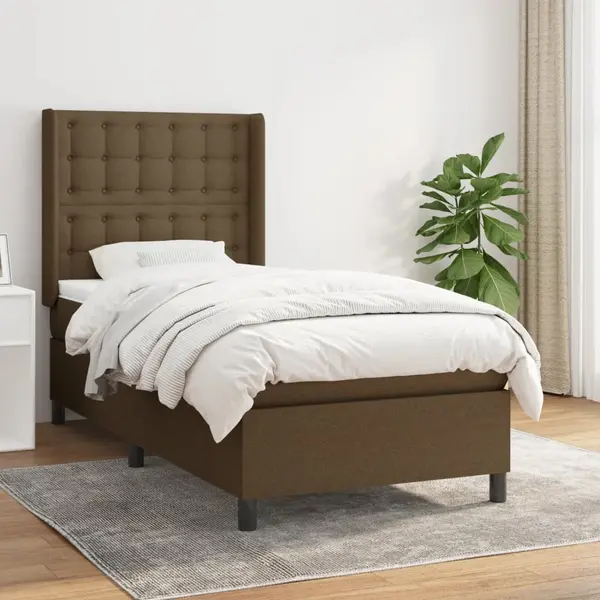 Gossi pat box spring cu saltea, maro inchis, 80x200 cm, textil