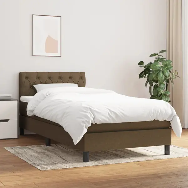 Gossi pat box spring cu saltea, maro inchis, 80x200 cm, textil