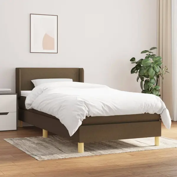 Gossi pat box spring cu saltea, maro inchis, 80x200 cm, textil