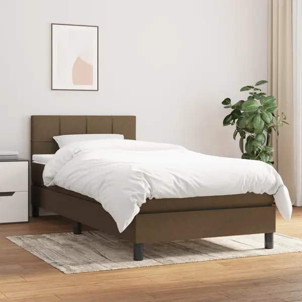 Gossi pat box spring cu saltea, maro inchis, 80x200 cm, textil