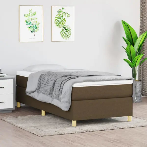 Gossi pat box spring cu saltea, maro inchis, 80x200 cm, textil