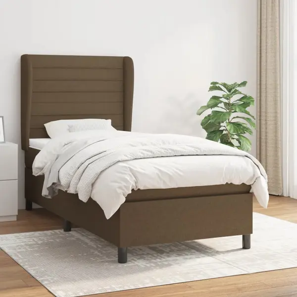 Gossi pat box spring cu saltea, maro inchis, 80x200 cm, textil