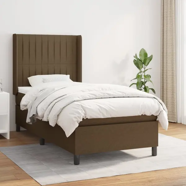Gossi pat box spring cu saltea, maro inchis, 80x200 cm, textil