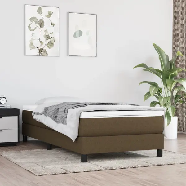 Gossi pat box spring cu saltea, maro inchis, 90x190 cm, textil