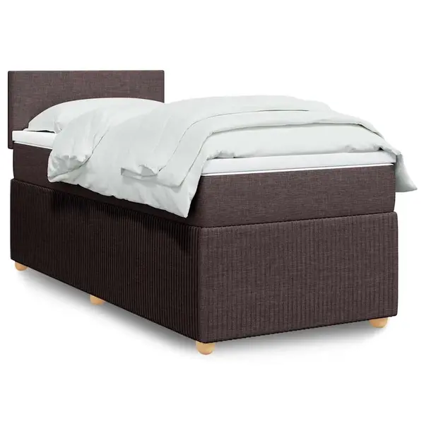 Gossi pat box spring cu saltea, maro inchis, 90x200 cm, textil