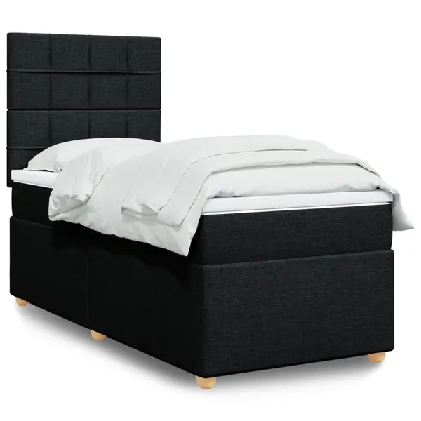 Gossi pat box spring cu saltea, negru, 100x200 cm, textil