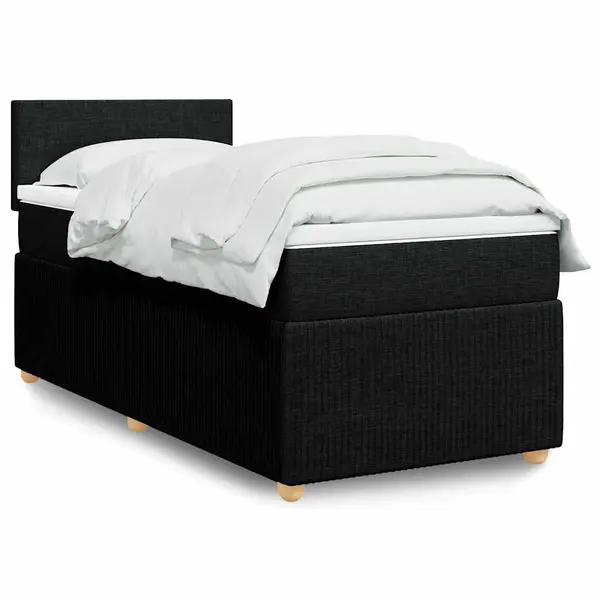 Gossi pat box spring cu saltea, negru, 100x200 cm, textil