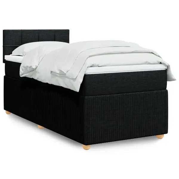 Gossi pat box spring cu saltea, negru, 100x200 cm, textil
