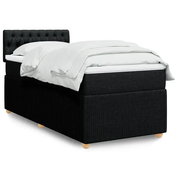 Gossi pat box spring cu saltea, negru, 100x200 cm, textil
