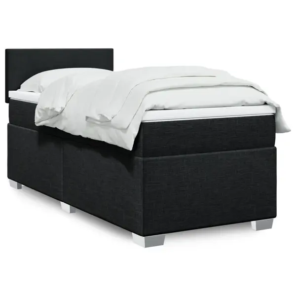 Gossi pat box spring cu saltea, negru, 100x200 cm, textil