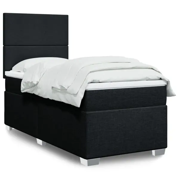 Gossi pat box spring cu saltea, negru, 100x200 cm, textil