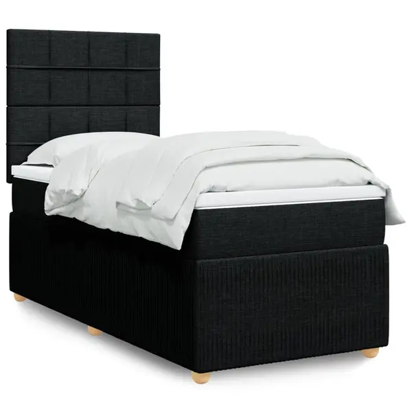 Gossi pat box spring cu saltea, negru, 100x200 cm, textil