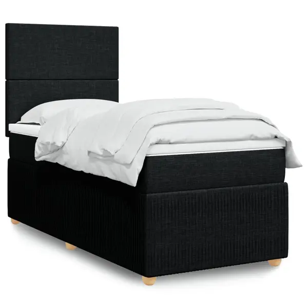 Gossi pat box spring cu saltea, negru, 100x200 cm, textil