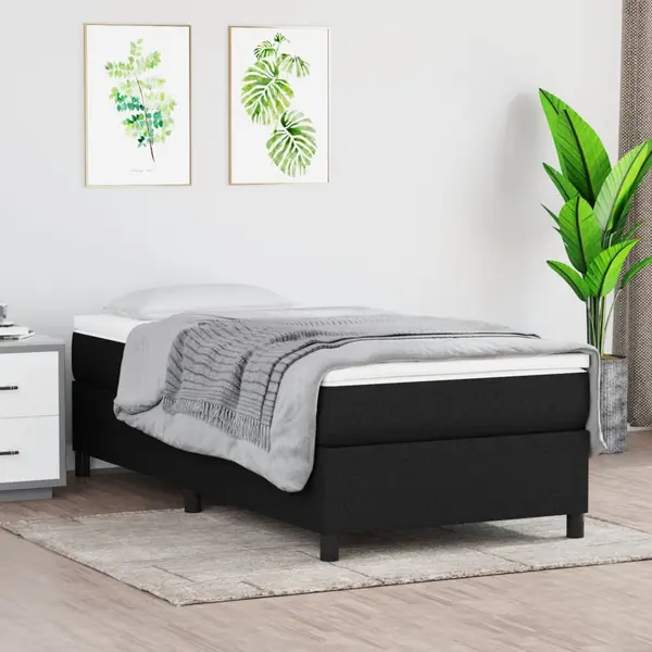 Gossi pat box spring cu saltea, negru, 100x200 cm, textil