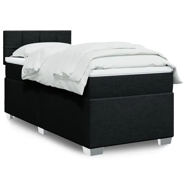 Gossi pat box spring cu saltea, negru, 100x200 cm, textil