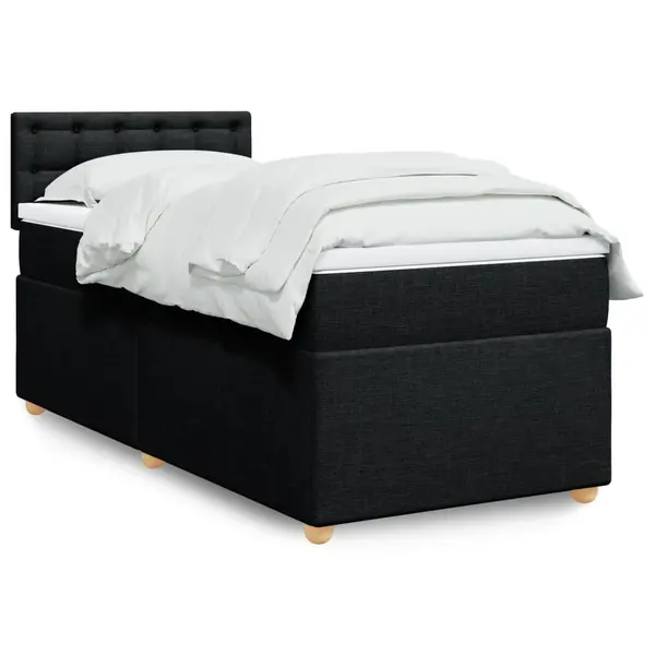 Gossi pat box spring cu saltea, negru, 100x200 cm, textil