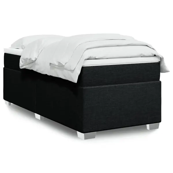 Gossi pat box spring cu saltea, negru, 100x200 cm, textil