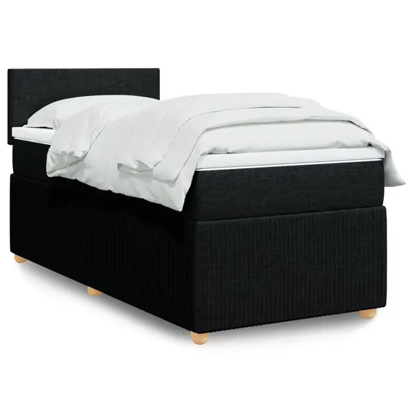 Gossi pat box spring cu saltea, negru, 100x200 cm, textil