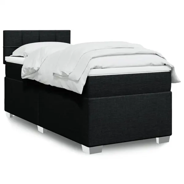 Gossi pat box spring cu saltea, negru, 100x200 cm, textil