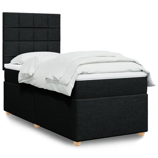 Gossi pat box spring cu saltea, negru, 100x200 cm, textil