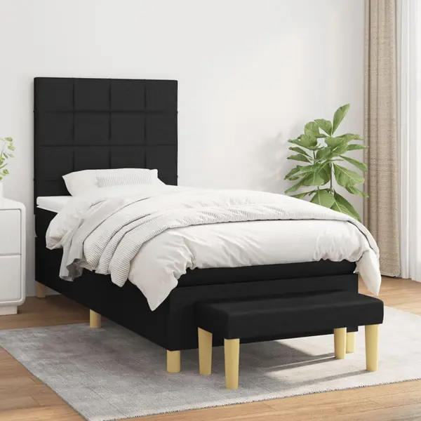 Gossi pat box spring cu saltea, negru, 100x200 cm, textil