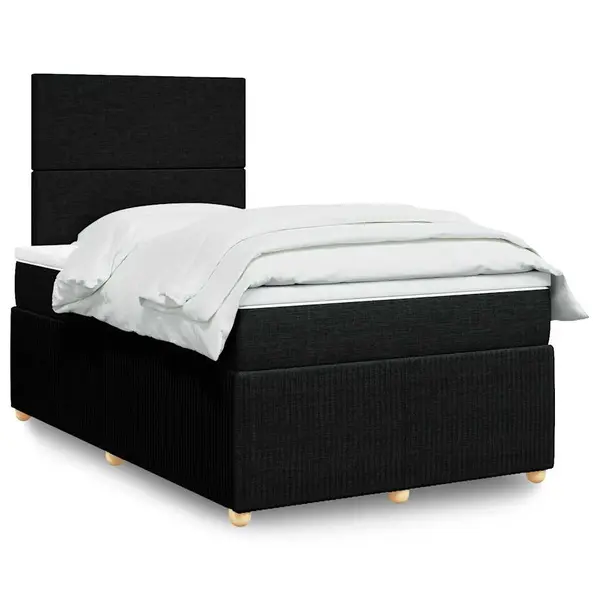Gossi pat box spring cu saltea, negru, 120x190 cm, catifea