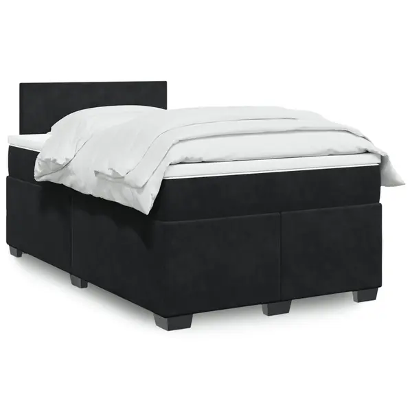 Gossi pat box spring cu saltea, negru, 120x190 cm, catifea