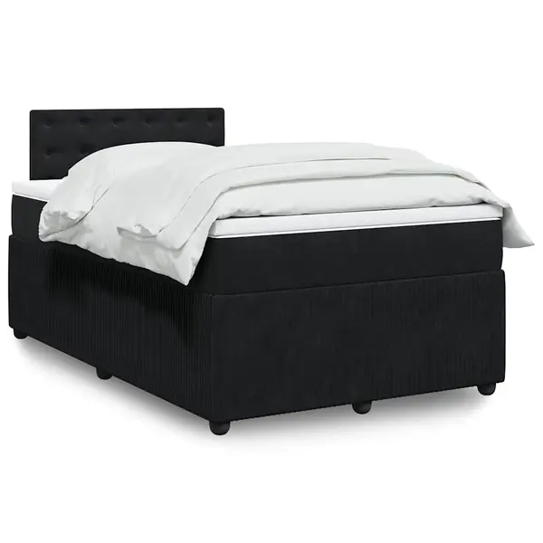 Gossi pat box spring cu saltea, negru, 120x190 cm, catifea