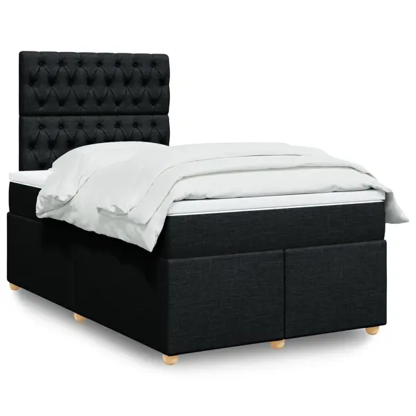 Gossi pat box spring cu saltea, negru, 120x190 cm, catifea