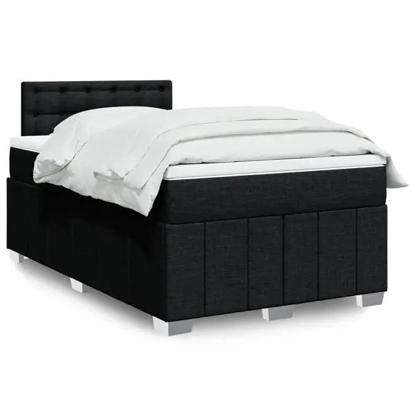 Gossi pat box spring cu saltea, negru, 120x190 cm, catifea
