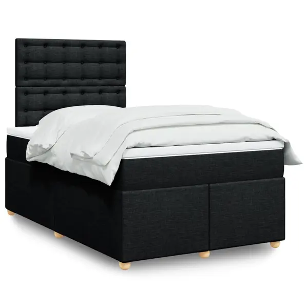 Gossi pat box spring cu saltea, negru, 120x190 cm, catifea