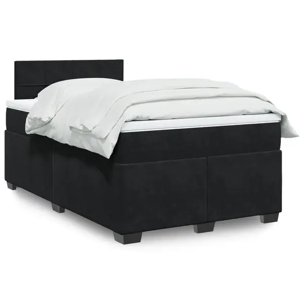 Gossi pat box spring cu saltea, negru, 120x190 cm, catifea