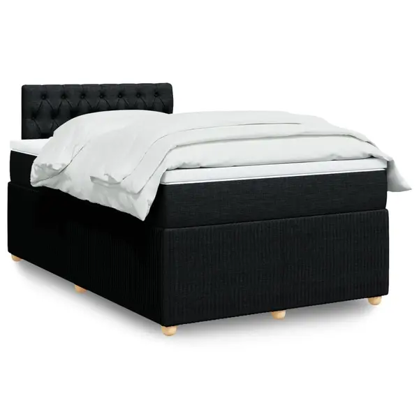 Gossi pat box spring cu saltea, negru, 120x190 cm, catifea