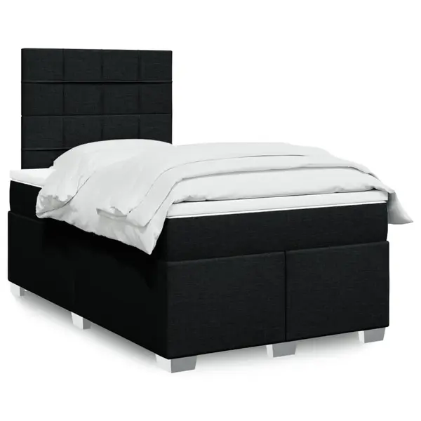 Gossi pat box spring cu saltea, negru, 120x190 cm, catifea