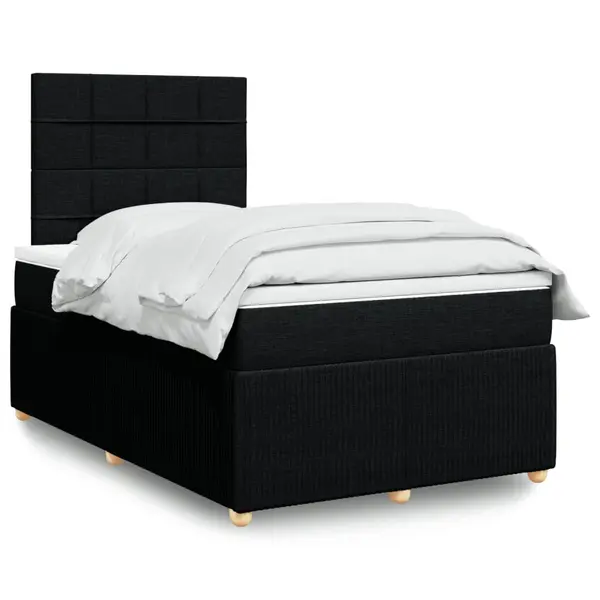 Gossi pat box spring cu saltea, negru, 120x190 cm, catifea