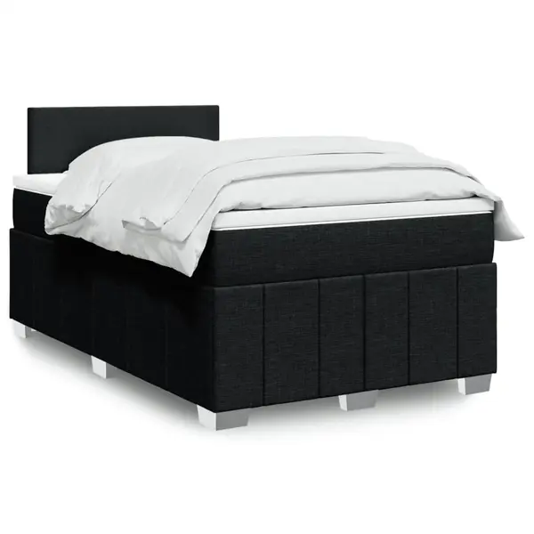 Gossi pat box spring cu saltea, negru, 120x190 cm, catifea