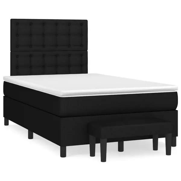Gossi pat box spring cu saltea, negru, 120x190 cm, catifea
