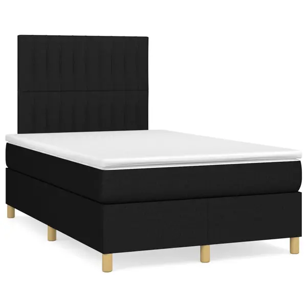 Gossi pat box spring cu saltea, negru, 120x190 cm, catifea