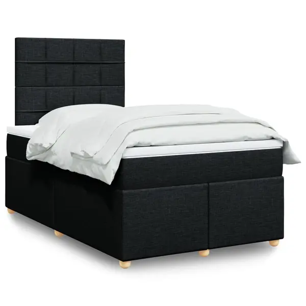 Gossi pat box spring cu saltea, negru, 120x190 cm, catifea