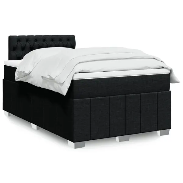 Gossi pat box spring cu saltea, negru, 120x190 cm, catifea