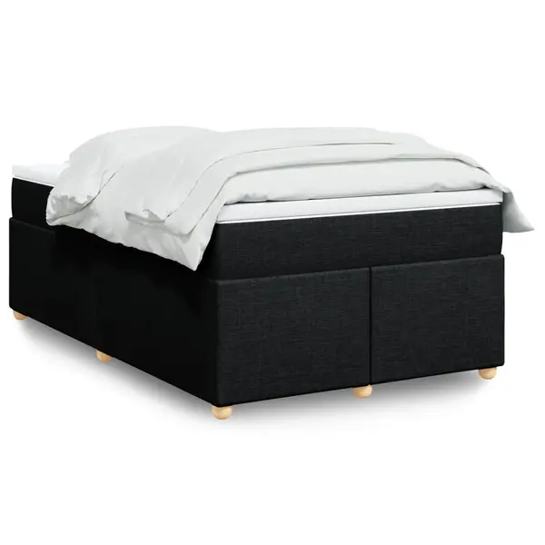 Gossi pat box spring cu saltea, negru, 120x190 cm, catifea