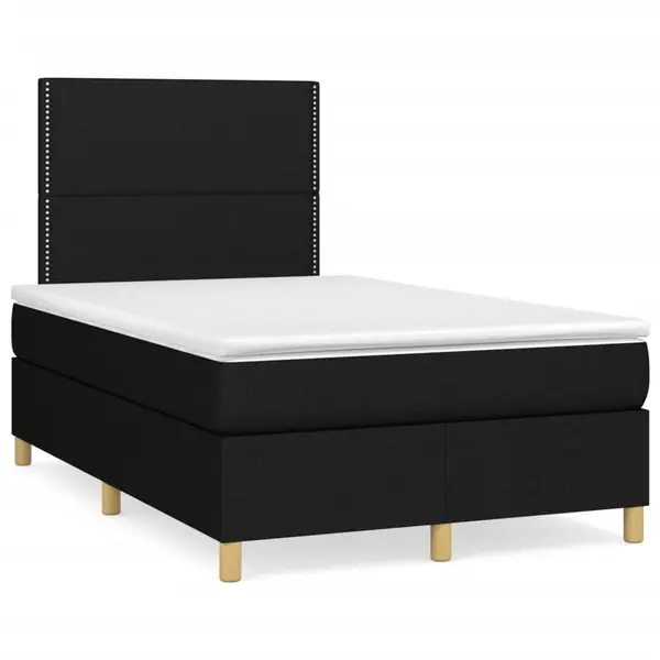 Gossi pat box spring cu saltea, negru, 120x190 cm, catifea