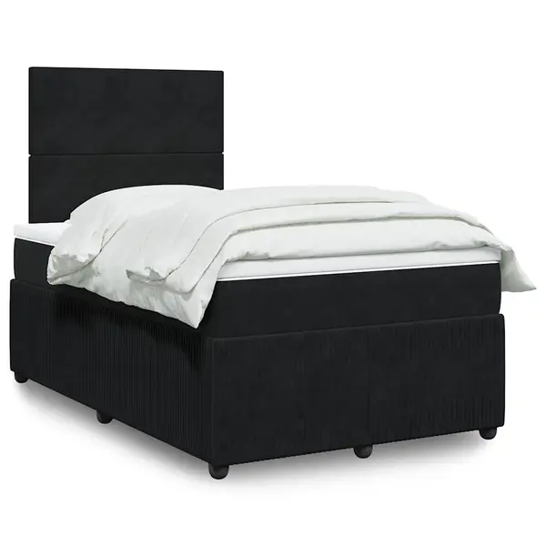 Gossi pat box spring cu saltea, negru, 120x190 cm, catifea