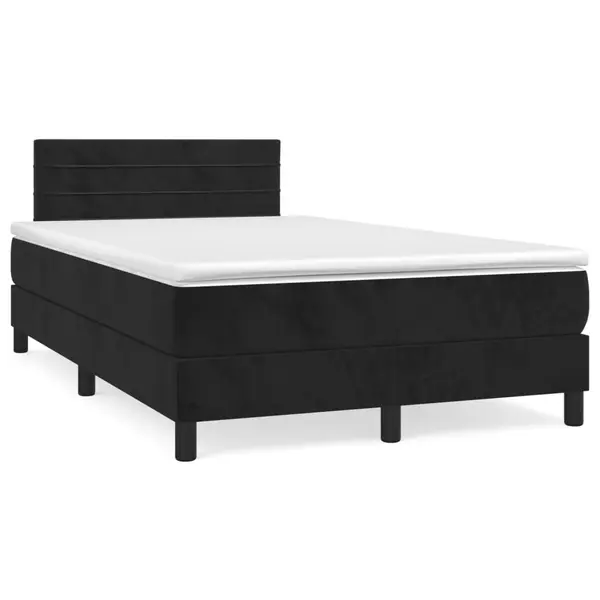 Gossi pat box spring cu saltea, negru, 120x190 cm, catifea